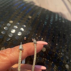2 inch crystal hoops.  Silver.  PIERCED❤️